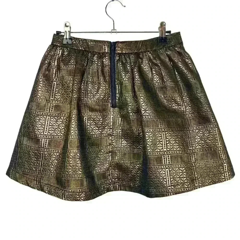 Topshop Womens Gold Black Mini Skirt Sz2 Metallic Bubble Club Night Out Y2K - Picture 10 of 16